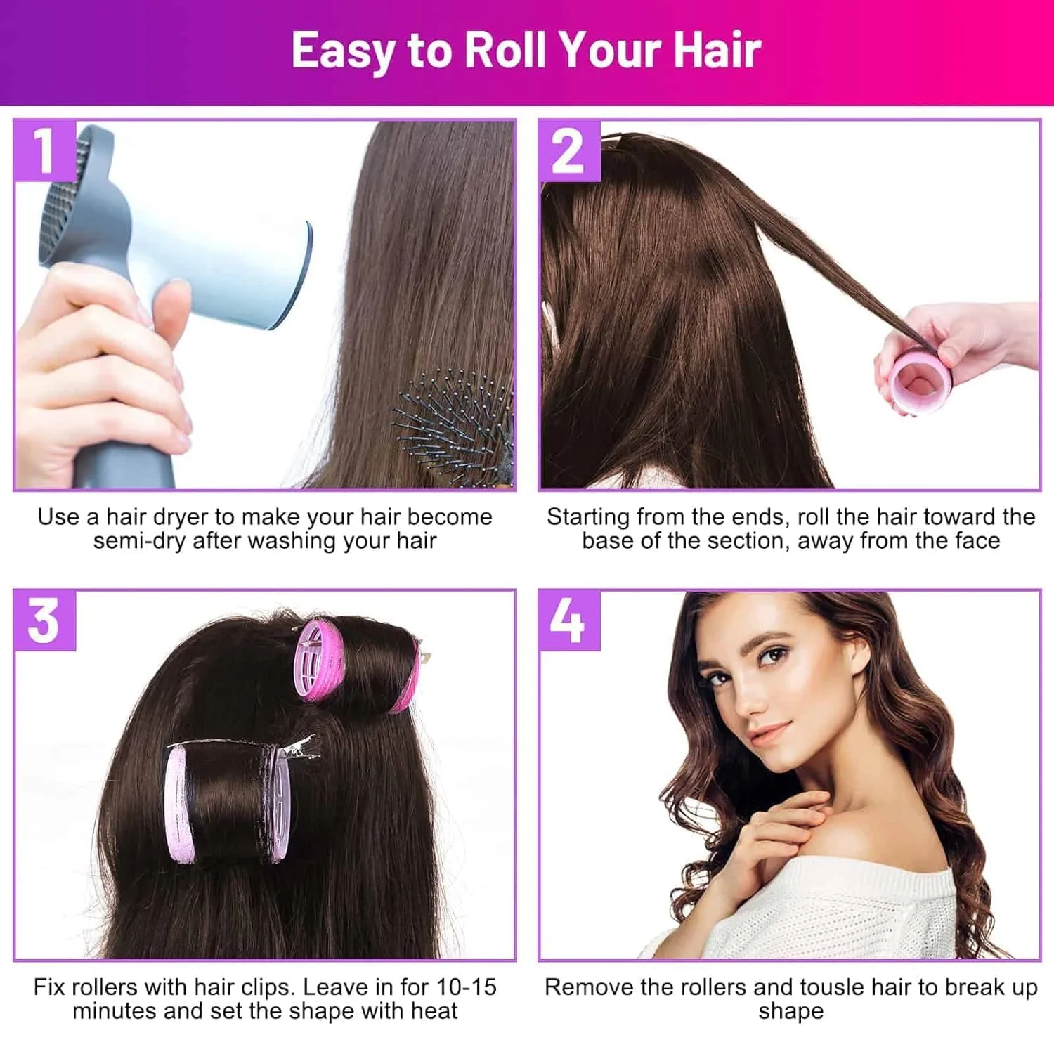 In-Depth Review: best hair rollers set - FITVERT 8 Pcs Self Grip Hair Rollers (4 Jumbo and 4 Large) Hair Curlers with 8 Pcs Hair Clips for Long, Mediu 4 FITVERT 8 Pcs Self Grip Hai - view 3