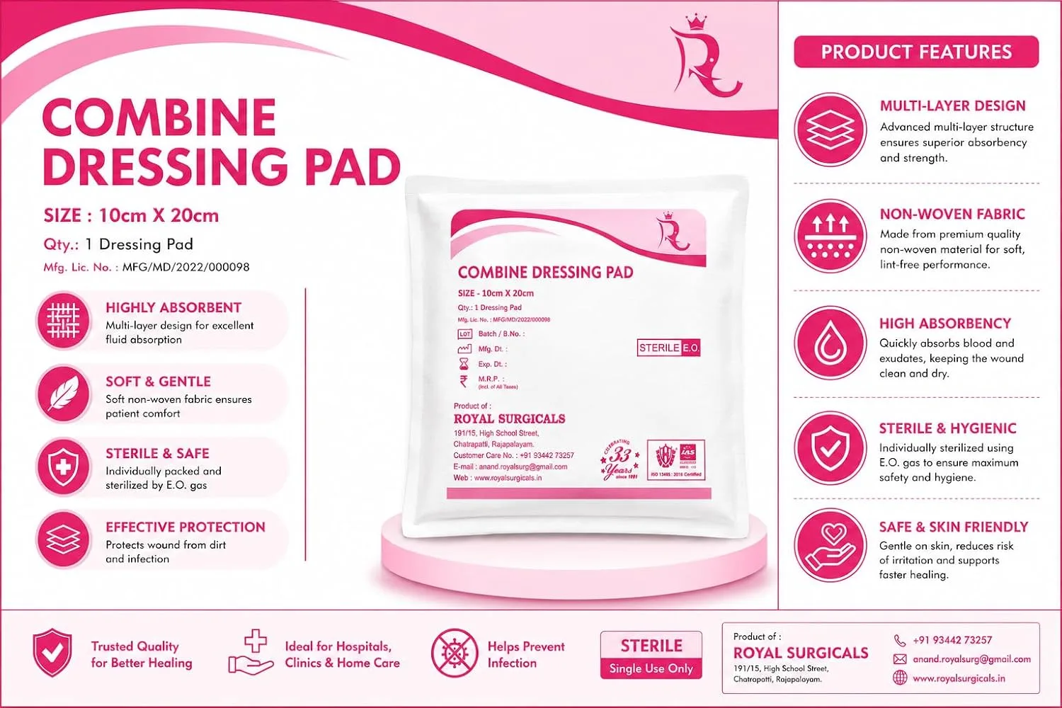 best first aid kit home - Combine Dressing Pads: Sterile, 10 6 Combine Dressing Pads: Ster - view 6