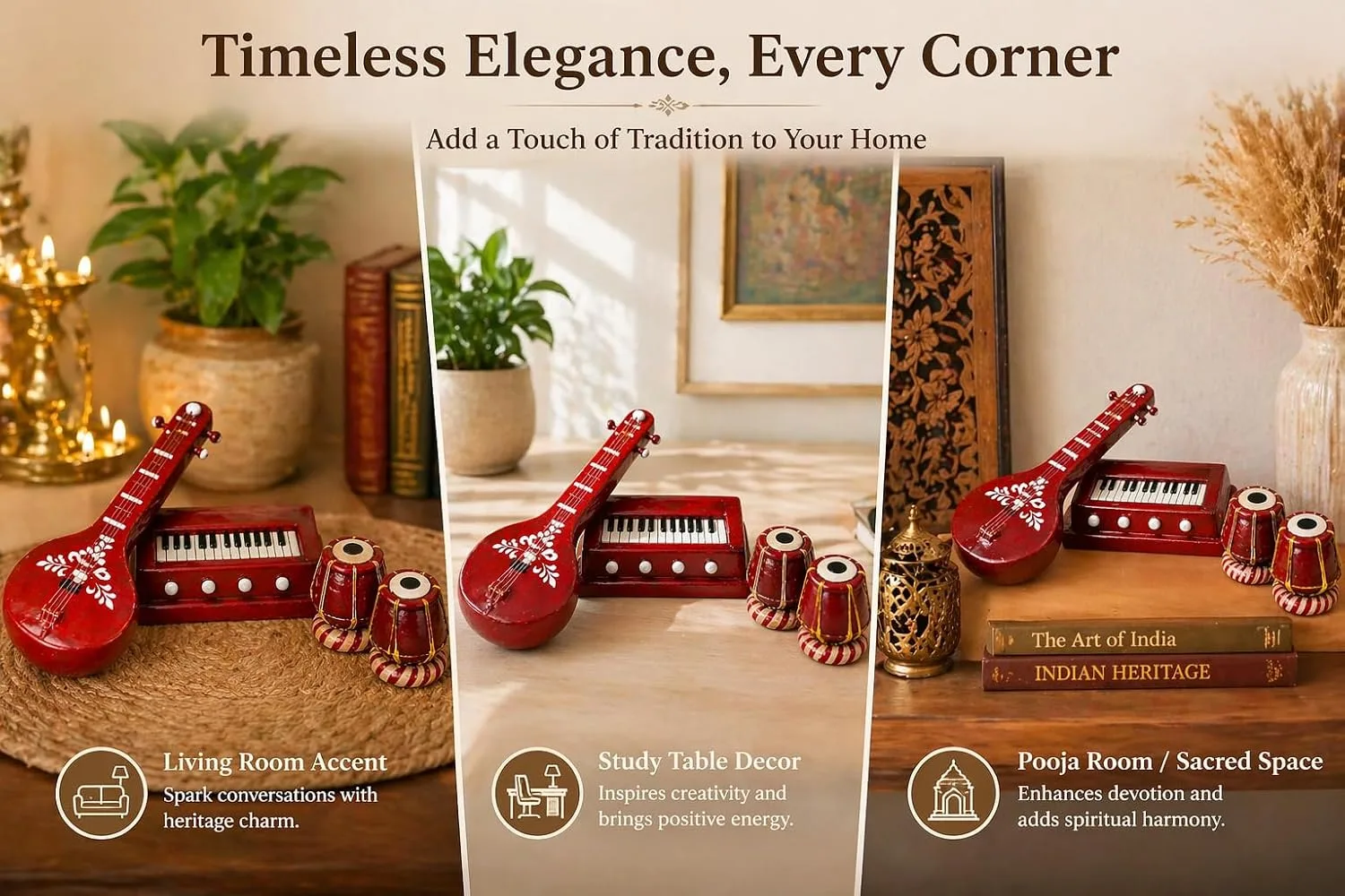 In-Depth Review: best terracotta home decor - Premium Terracotta Clay Miniature Musical Instruments Combo | Handmade Clay Tabla Veena Harmonium Showpi 5 Premium Terracotta Clay Min - view 4