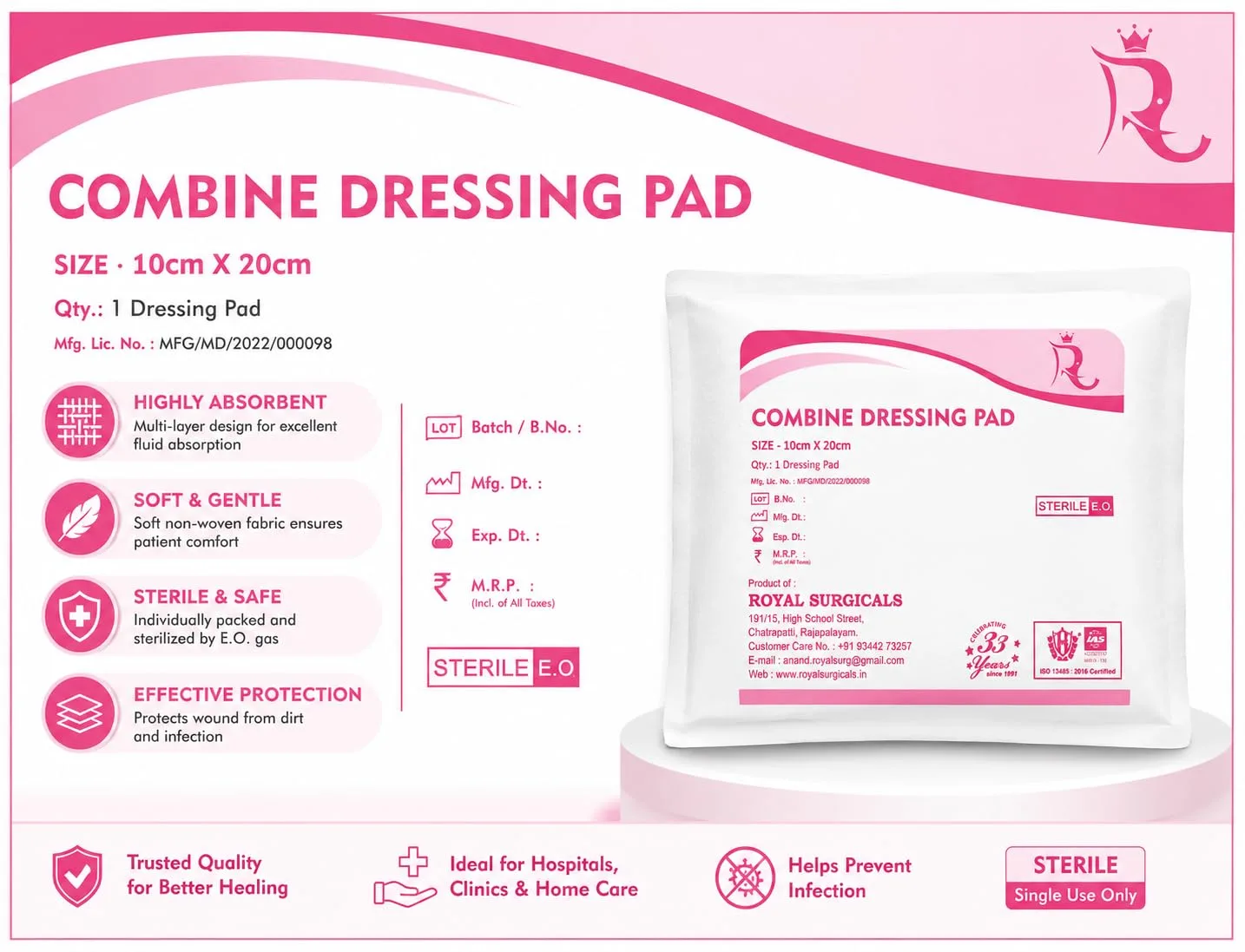 best first aid kit home - Combine Dressing Pads: Sterile, 10 4 Combine Dressing Pads: Ster - view 4