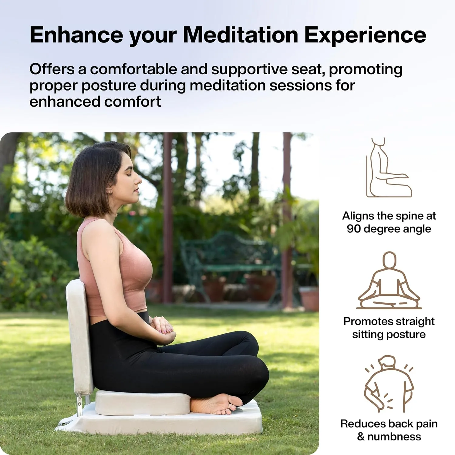 In-Depth Review: best meditation cushion - FOVERA Meditation Chair | 2 Years Warranty | Large Foldable Floor Chair with Back Support for Relaxing, Yog 4 FOVERA Meditation Chair | - view 3
