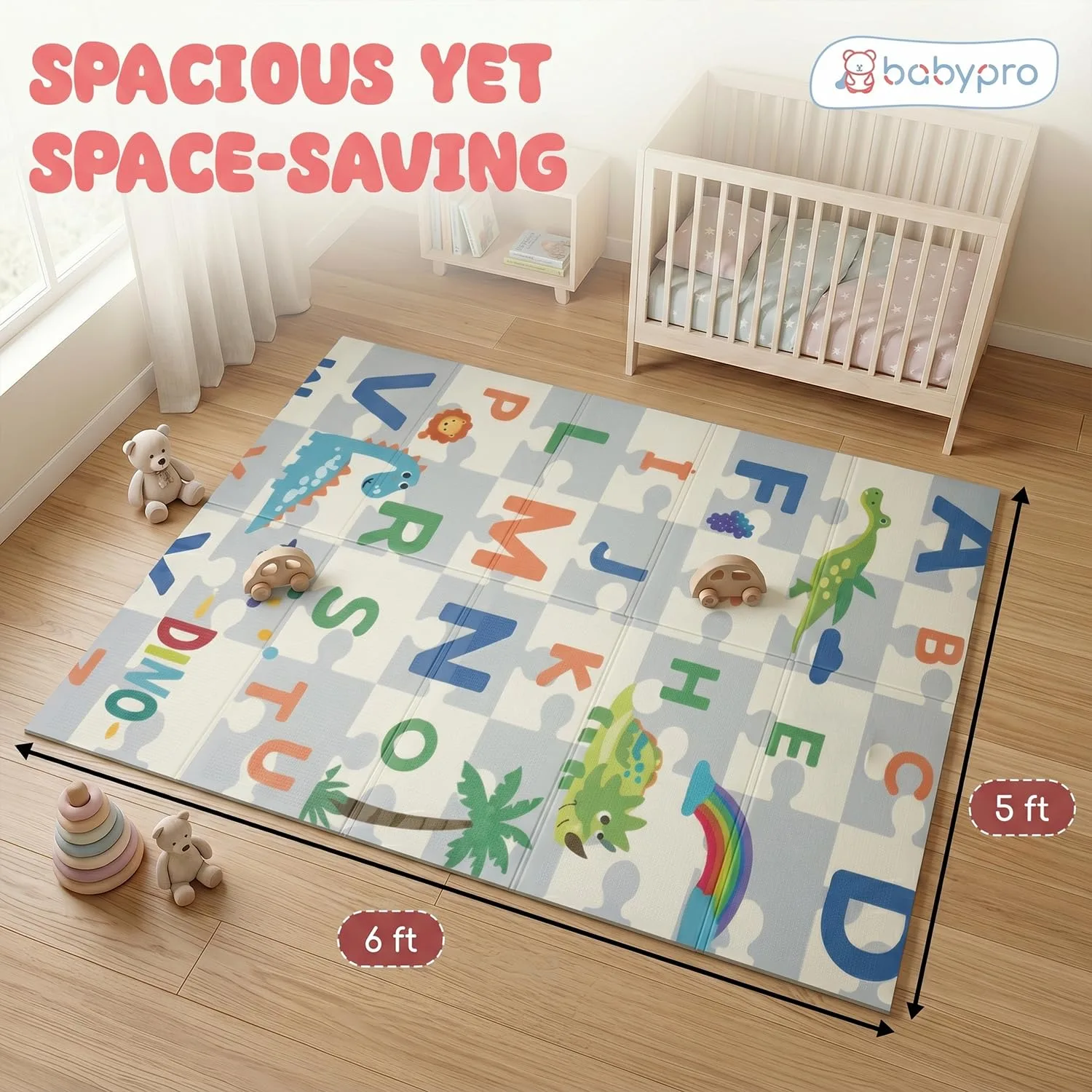 In-Depth Review: best baby playmat foam - BabyPro 5mm Reversible Baby Playmat, 6 x 5 ft Foldable Mat, Growing Tails | | best baby playmat foam 4 BabyPro 5mm Reversible Baby - view 3