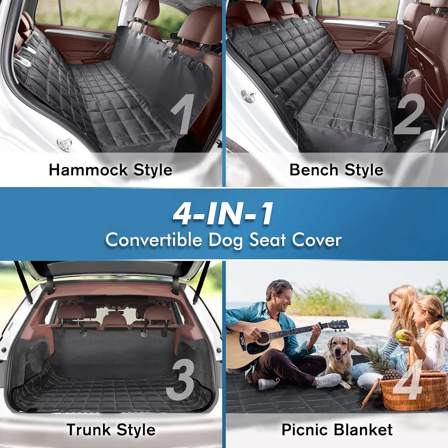 In-Depth Review: best dog car seat cover - 4-in-1Dog Car Seat Cover for Back Seat, 100% Waterproof Dog Car Seat Cover, Scratchproof&Nonslip Car H 3 4-in-1Dog Car Seat Cover for - view 2