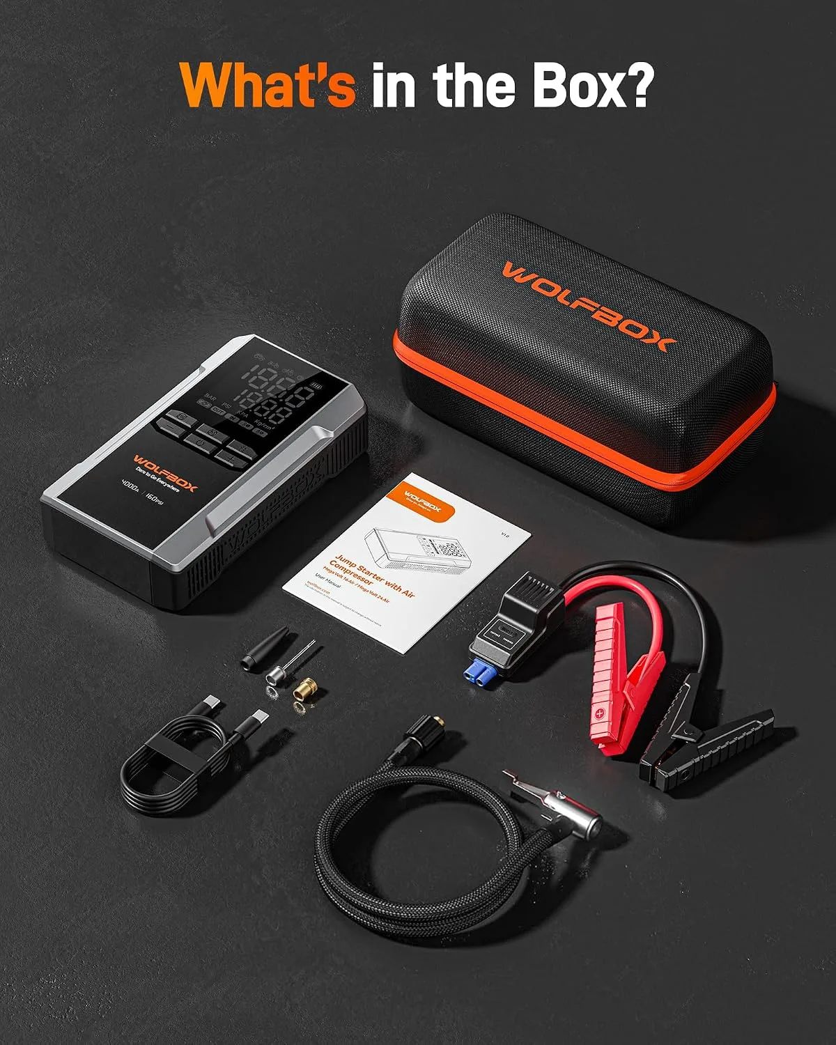 In-Depth Review: best car jump starter - WOLFBOX 4000A Car Jump Starter & 160PSI Air Pump, 24000mAh Power Bank with 65W USB-C Fast Charging, 12V 10 WOLFBOX 4000A Car Jump Star - view 9