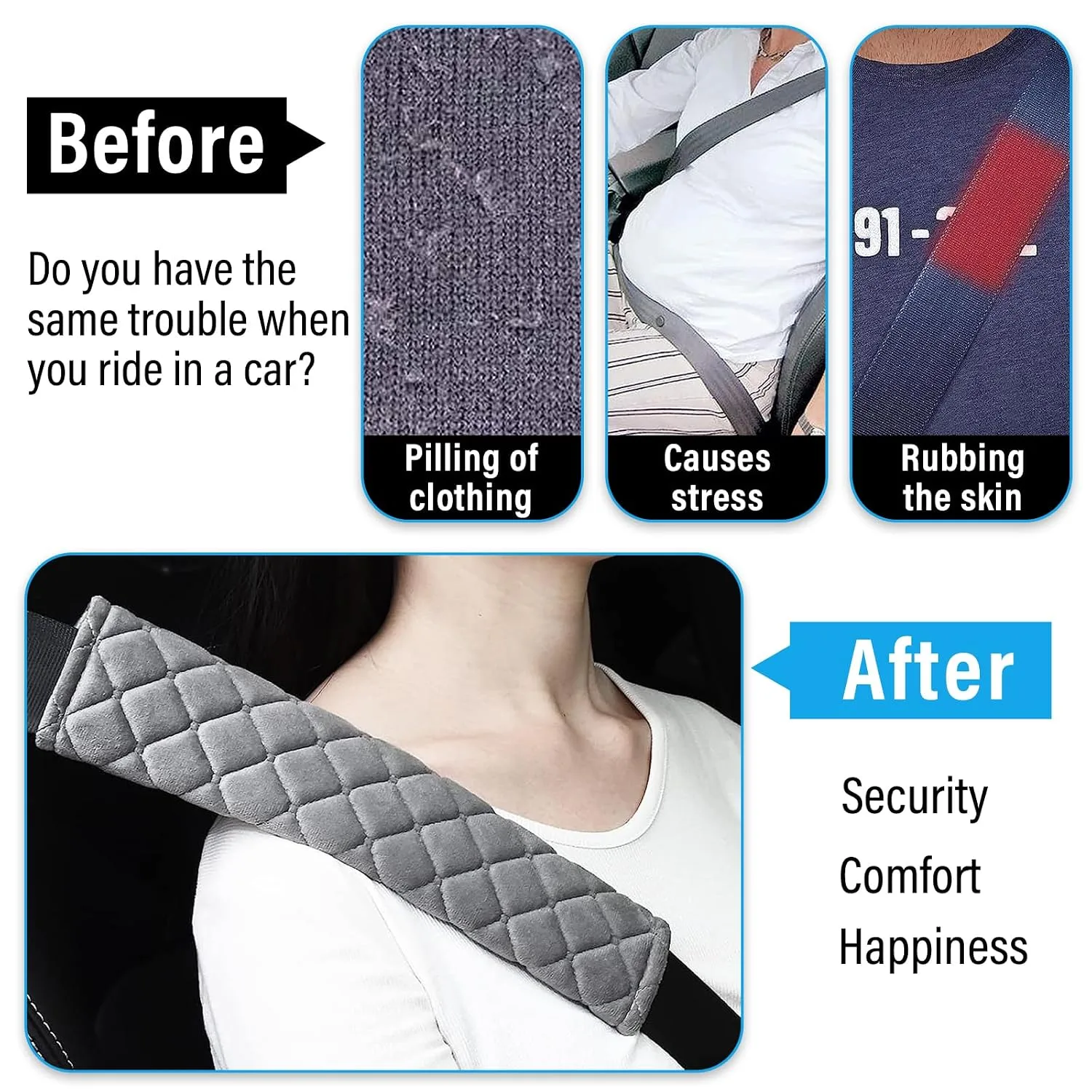 In-Depth Review: best car seat belt cover - Kewucn Extra Long Seatbelt Cover, Super Soft Car Seat Belt Strap Cushion, Comfortable Shoulder Pad Neck Cu 5 Kewucn Extra Long Seatbelt - view 4