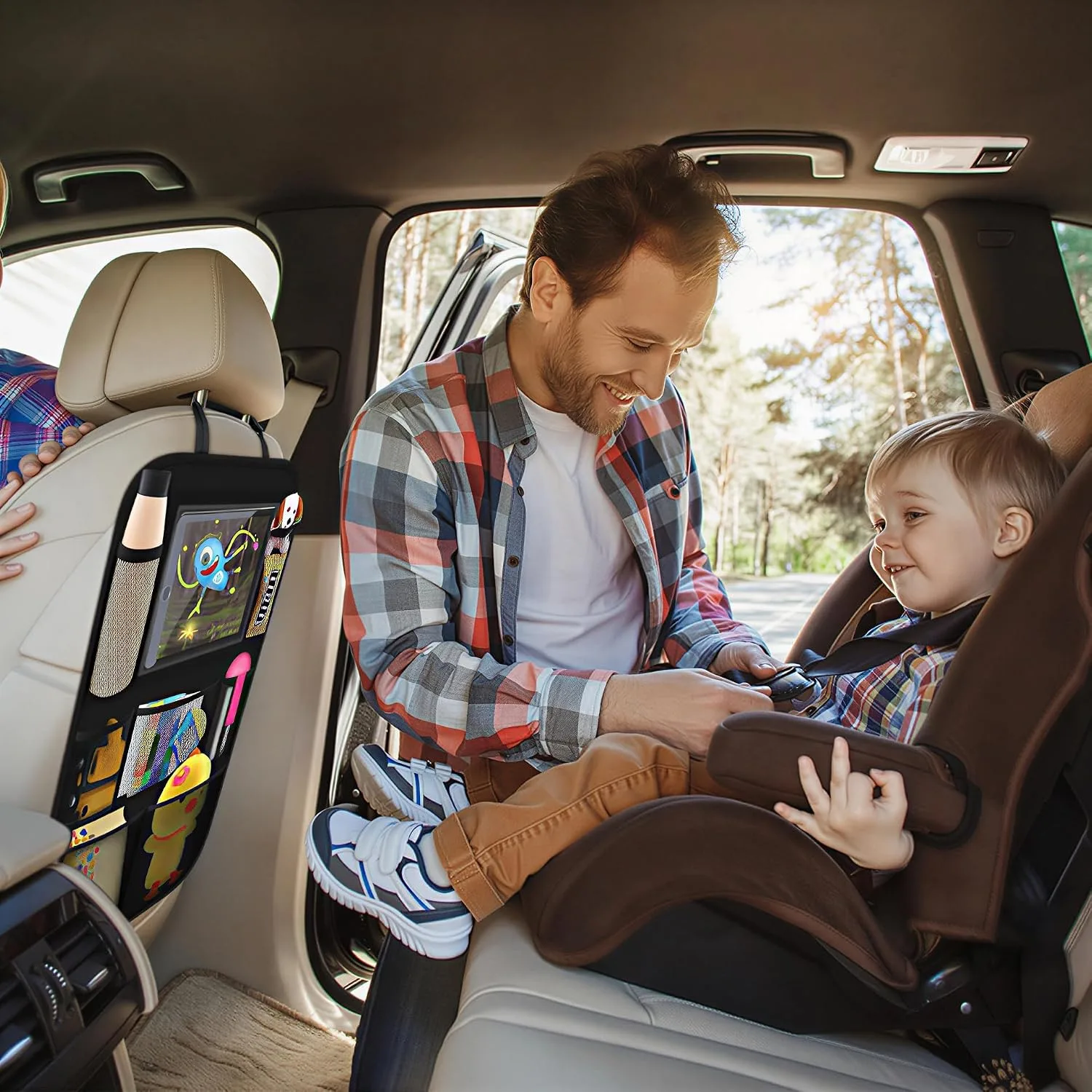 In-Depth Review: best car back seat organizer - ONE PIX Backseat Car Organizer Mats Back Seat Organizers and Storage Bag with Touch Screen Tablet Hold 7 ONE PIX Backseat Car Or - view 6