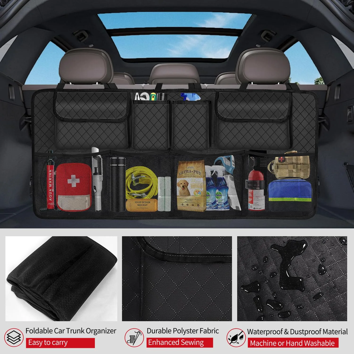 In-Depth Review: best car organizer trunk - Car Trunk Organizer and Storage, Large Capacity Backseat Hanging Storage Accessories, Backseat Car Organiz 6 Car Trunk Organizer and - view 5