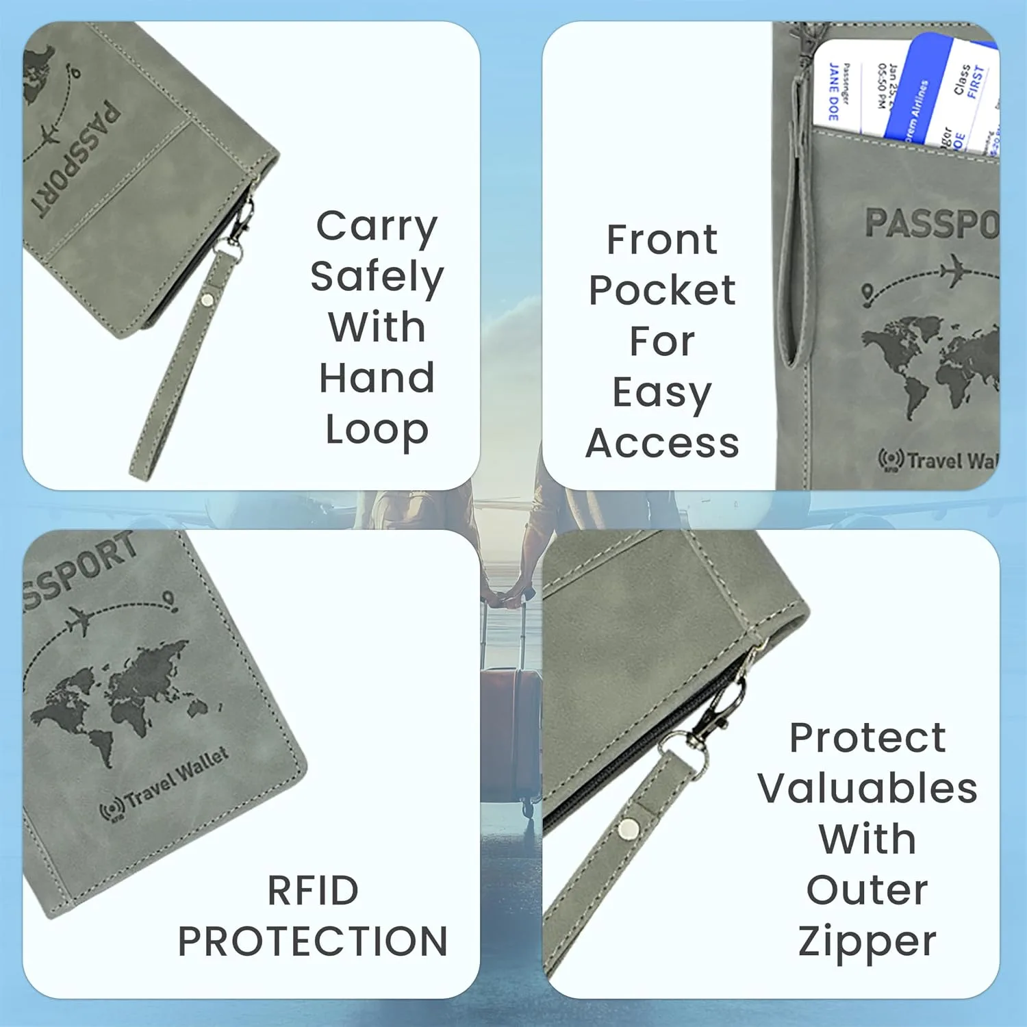 In-Depth Review: best travel document holder - Storite RFID Blocking PU Leather Travel Passport Holder, 23x14x3 Cm Grey 5 Storite RFID Blocking PU Le - view 4