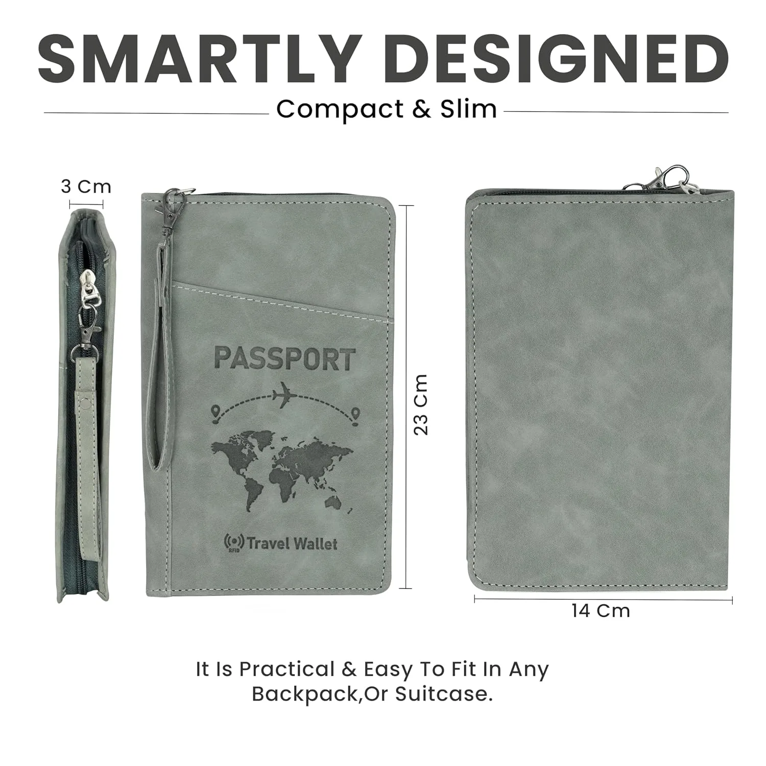 In-Depth Review: best travel document holder - Storite RFID Blocking PU Leather Travel Passport Holder, 23x14x3 Cm Grey 3 Storite RFID Blocking PU Le - view 2