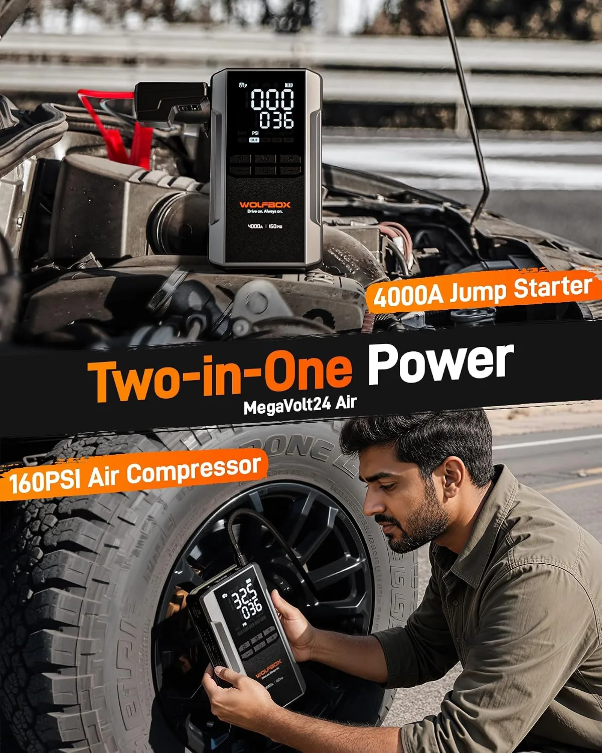 In-Depth Review: best car jump starter - WOLFBOX 4000A Car Jump Starter & 160PSI Air Pump, 24000mAh Power Bank with 65W USB-C Fast Charging, 12V 3 WOLFBOX 4000A Car Jump Star - view 2