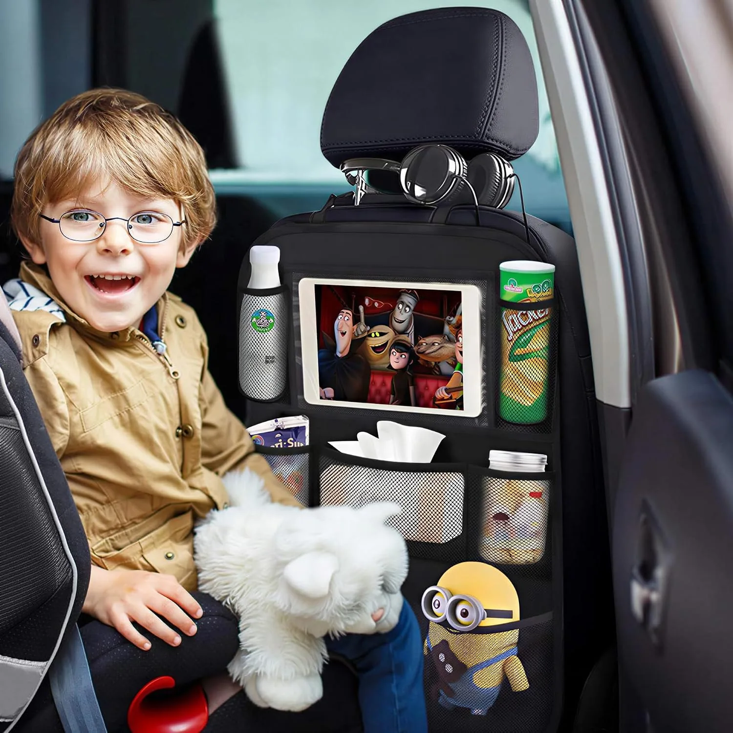In-Depth Review: best car back seat organizer - ONE PIX Backseat Car Organizer Mats Back Seat Organizers and Storage Bag with Touch Screen Tablet Hold 3 ONE PIX Backseat Car Or - view 2