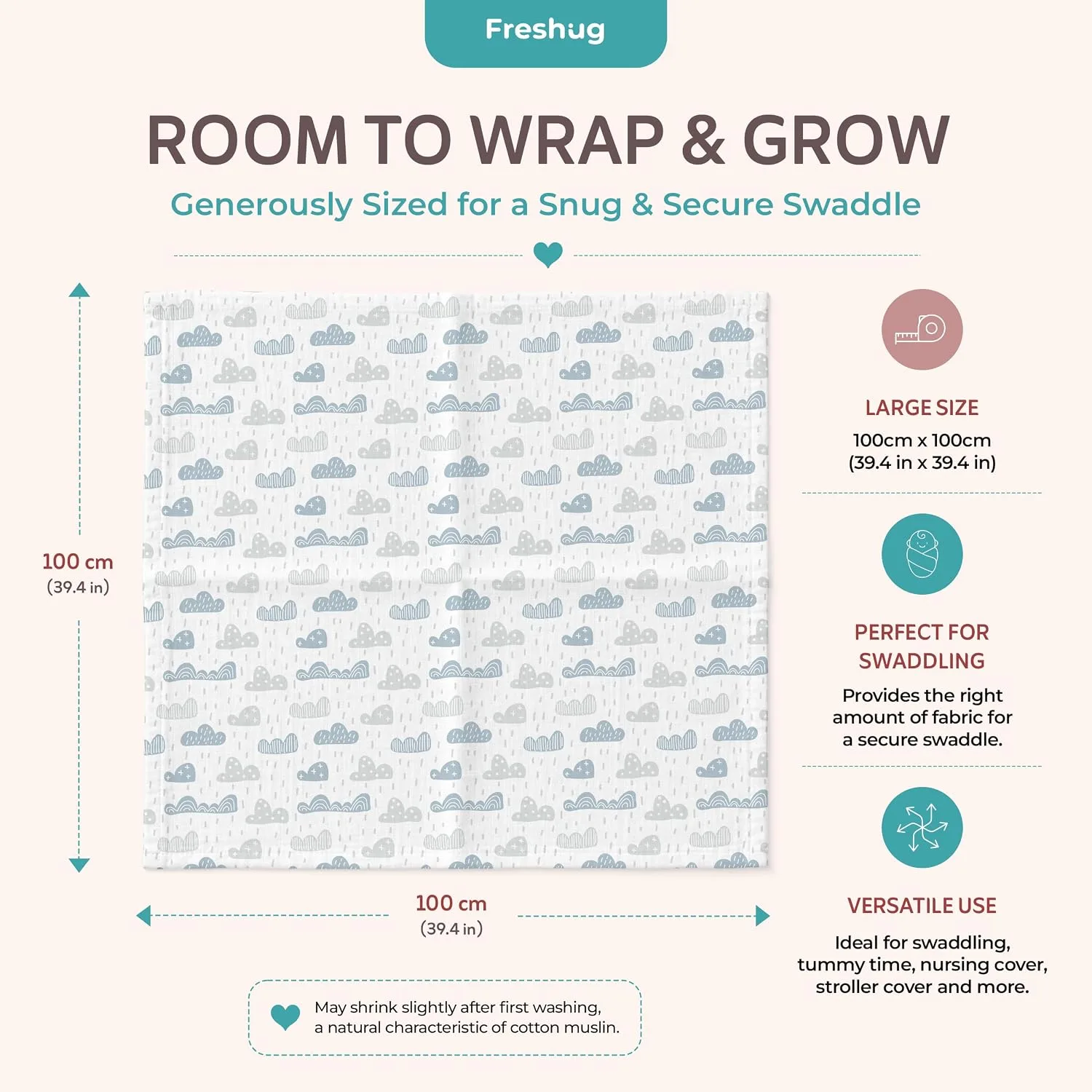 100% Cotton Muslin Swadd - view 8