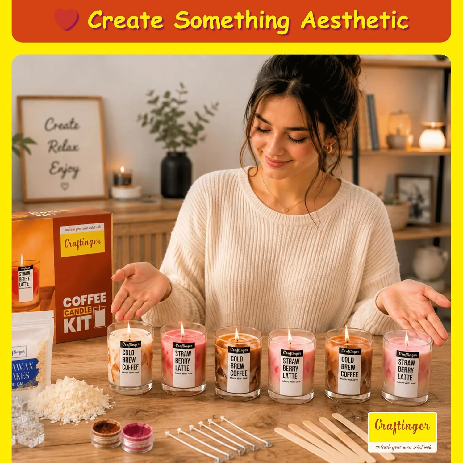 In-Depth Review: best candle making kit - Craftinger DIY Candle Making Kit – Complete Set With 400Gm SOYA Wax, Gel Wax, Jars, Wicks, Pigments, A 6 Craftinger DIY Candle Making K - view 5