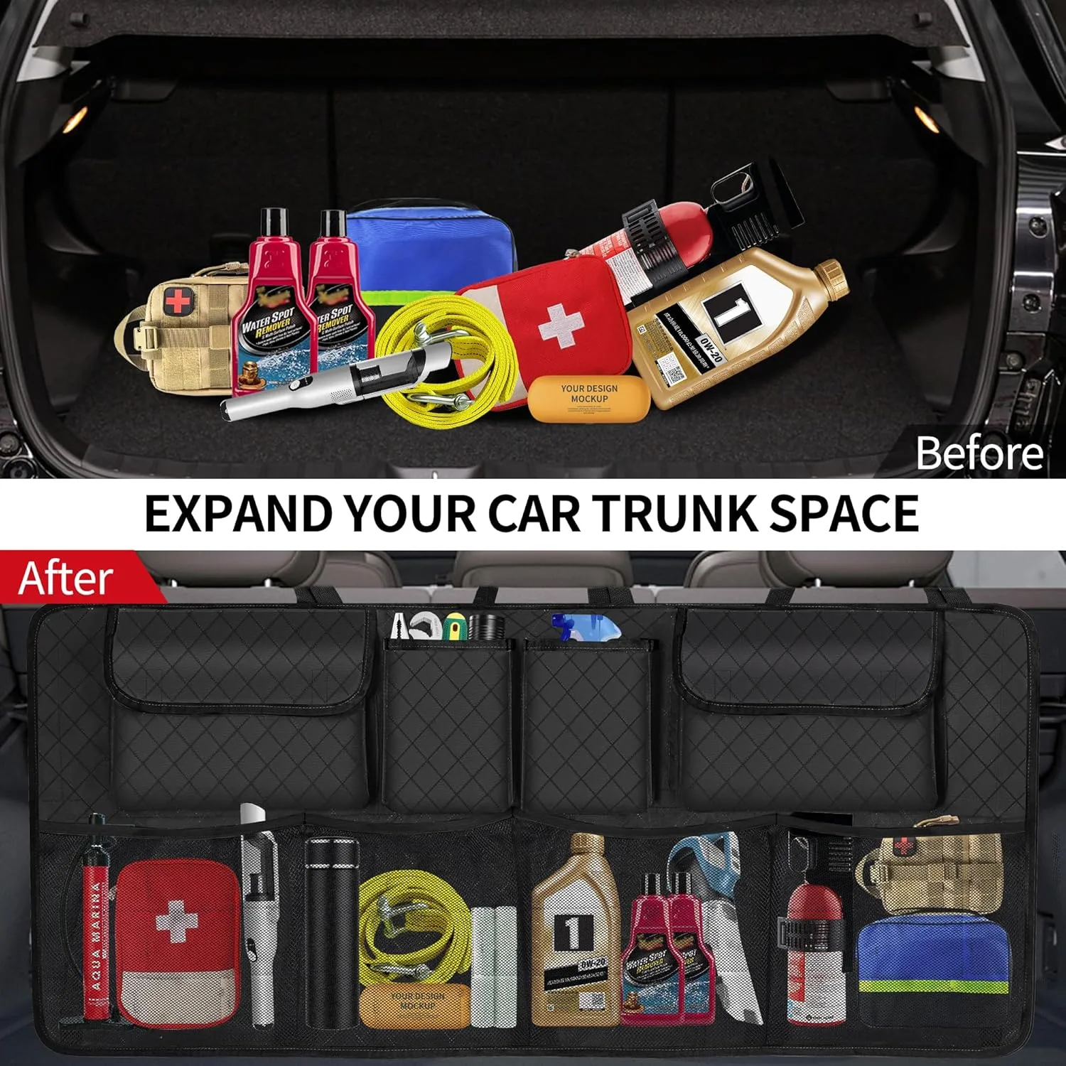 In-Depth Review: best car organizer trunk - Car Trunk Organizer and Storage, Large Capacity Backseat Hanging Storage Accessories, Backseat Car Organiz 5 Car Trunk Organizer and - view 4