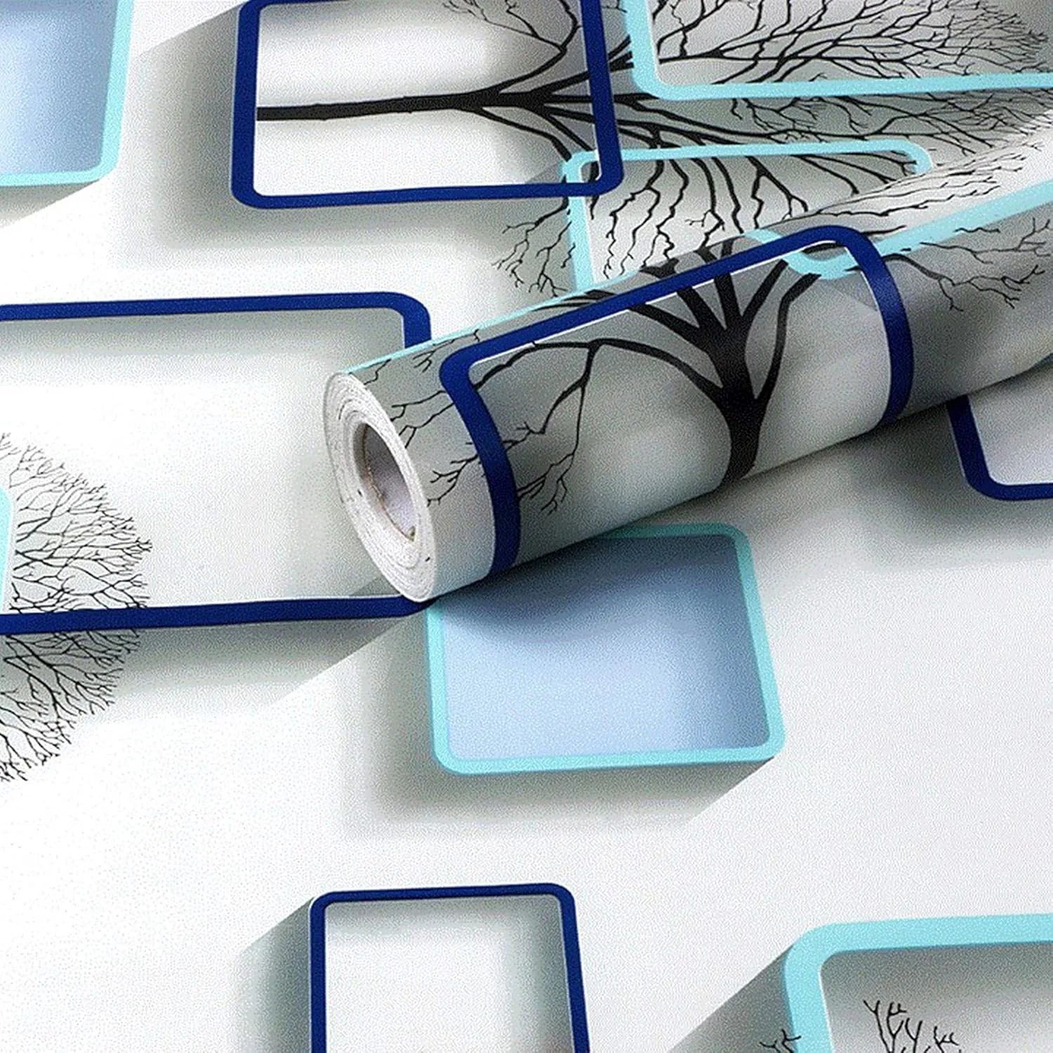 In-Depth Review: best wallpaper for home - wolpin 3D Frames & Trees Self Adhesive Wallpaper (45 x 500 CM, Active Blue) | DIY Wall Stickers for Li 1 best wallpaper for home